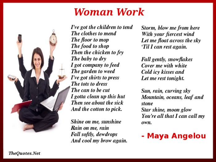 Analysis of woman work by maya angelou